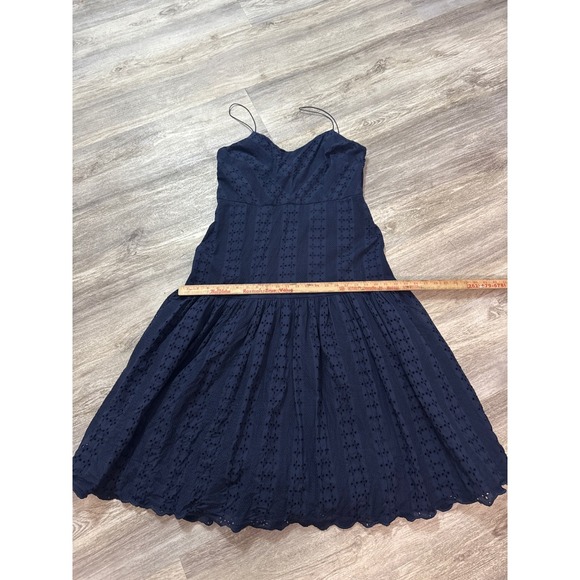 J. Crew Tiered Spaghetti-strap Midi Dress Size 16 Navy Blue Eyelet - Picture 8 of 10